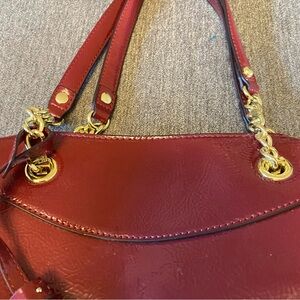 Anne Klein Burgundy Faux Leather Shoulder Bag with Chain Handles Used Once